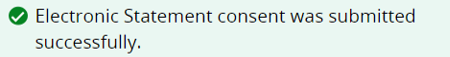 Screenshot Electronic Statment consent submitted successfully