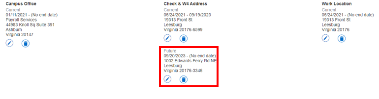 Screenshot view addresses with red box around future check and w4 address