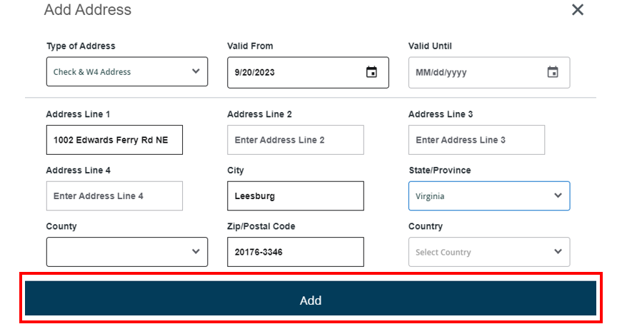 screenshot w4 add address box with red box around add