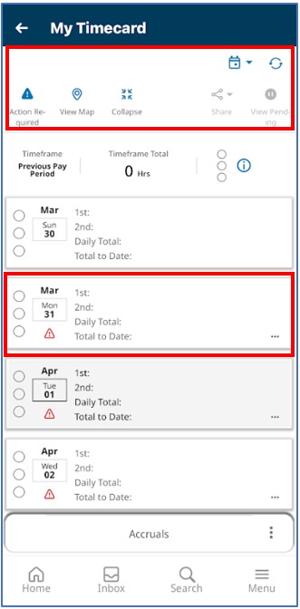TRS_My Timecard TRS_My Timecard view