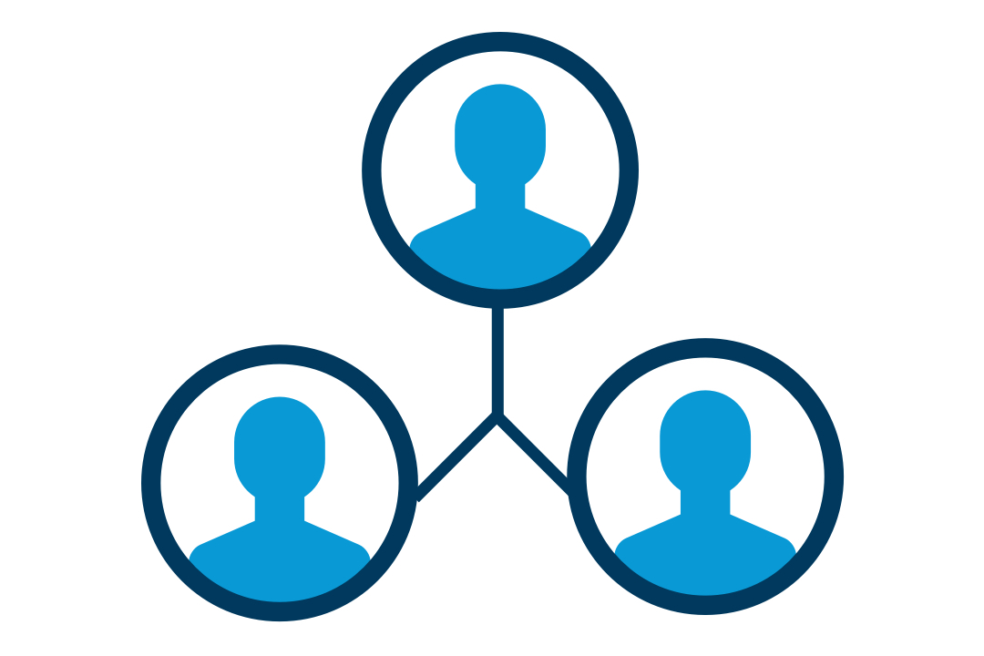 Three connected circles with people