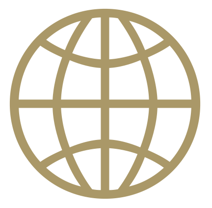 Tan graphic of globe