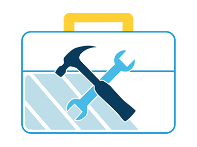Graphic of suitcase with tools inside