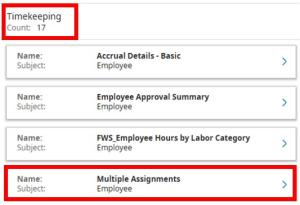 multiple assignments dataview can be found under dataviews and then timekeeping