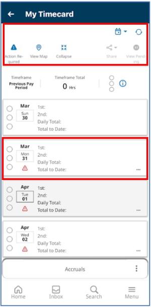 TRS_My Timecard view