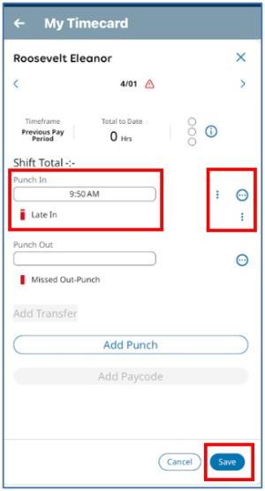 TRS_Image of time card and options to enter missed time
