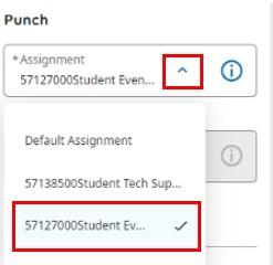punch button with multiple assignment choices in drop down