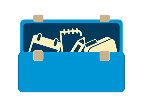 Graphic of suitcase with tools